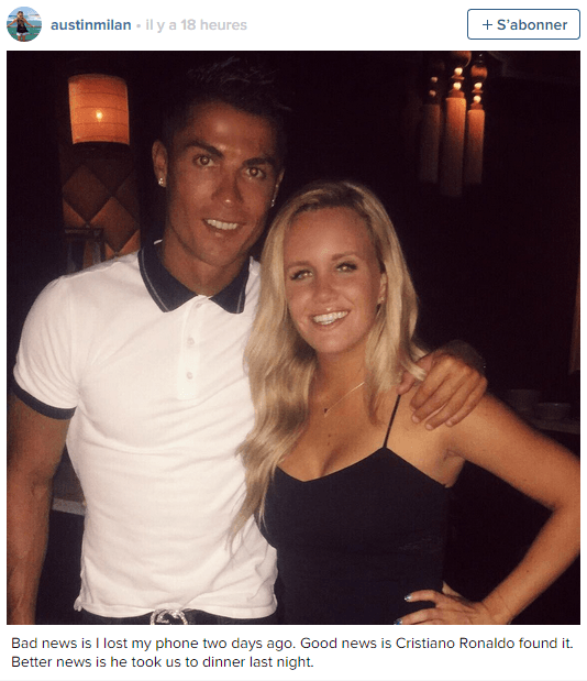 كريستيانو رونالدو رفقة أوستن صاحبة الهاتف